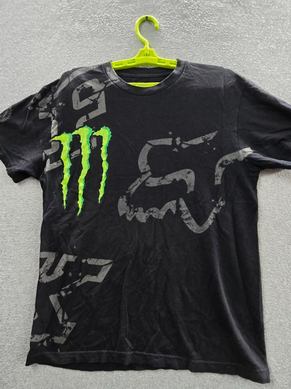 Fox Head x Monster Men Shirt M Black Graphic Grunge Skater Motocross Y2K